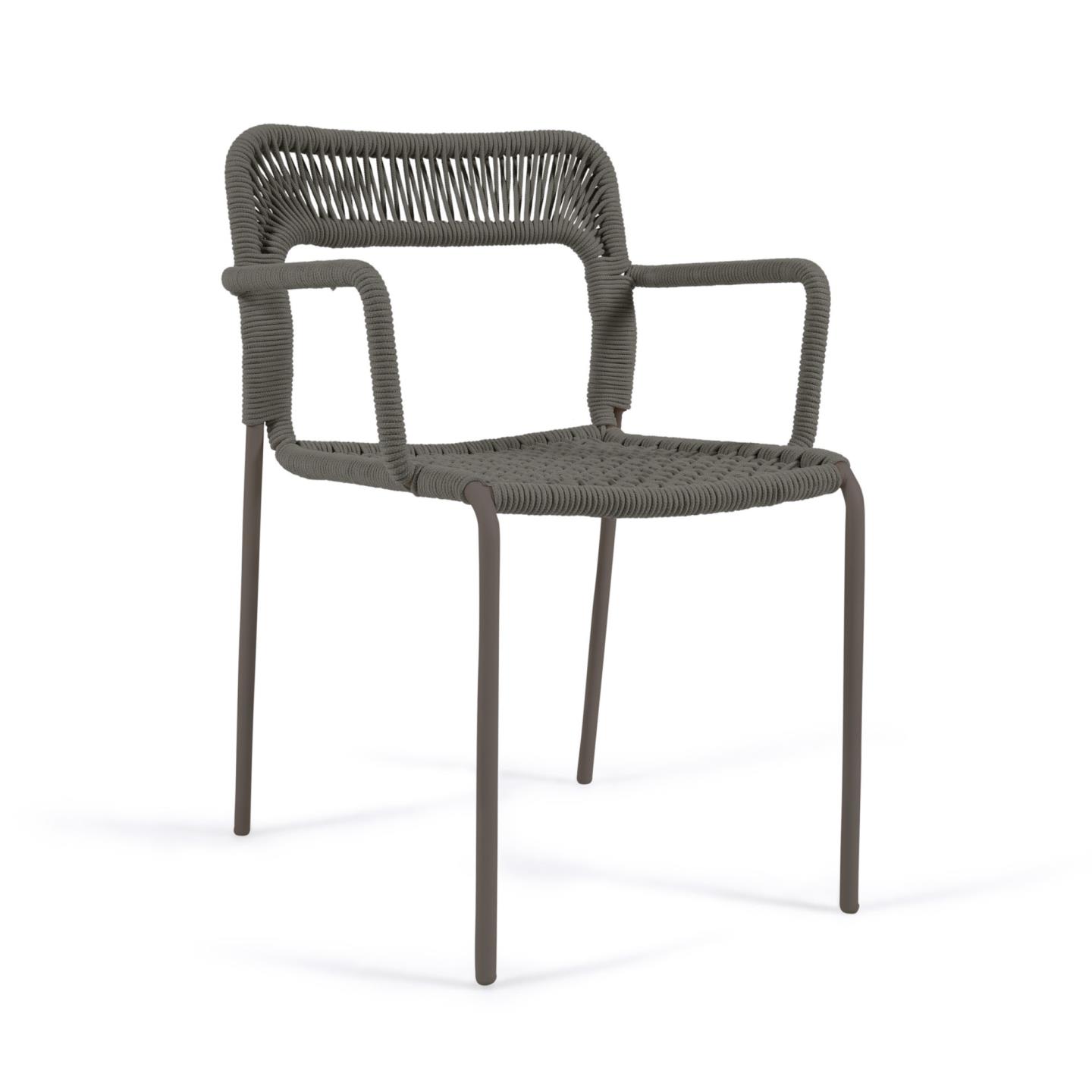 Kave Home - Cailin stoel in groen koord met gegalvaniseerde stalen