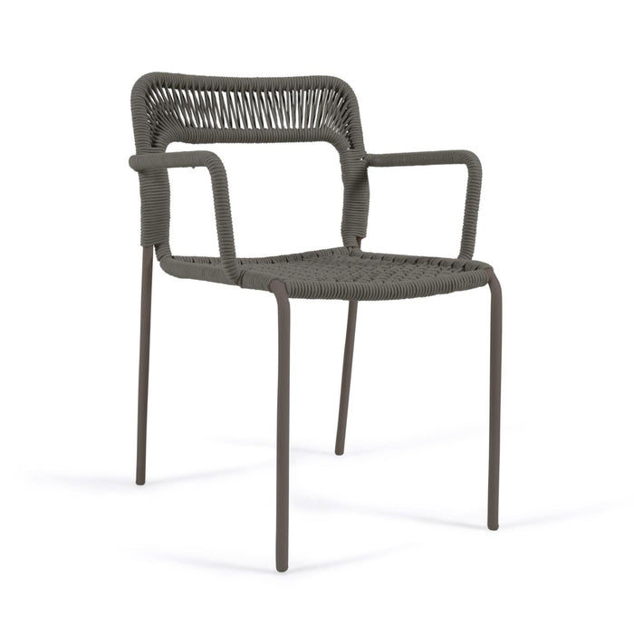 Kave Home - Cailin stoel in groen koord met gegalvaniseerde stalen