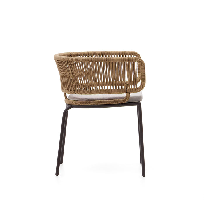 Kave Home - Nadin stoel in beige koord met gegalvaniseerde stalen