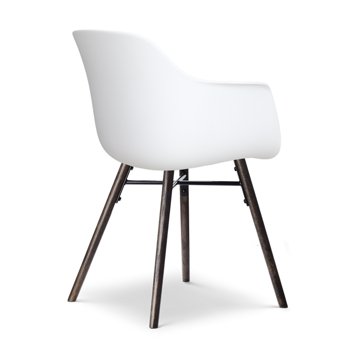 Nolon Nena-Puk Eetkamerstoel Wit - Armleuning - Walnoot Onderstel