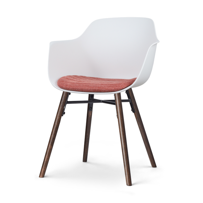 Nolon Nena-Liz Eetkamerstoel Wit - Terracotta Kussen - Walnoot