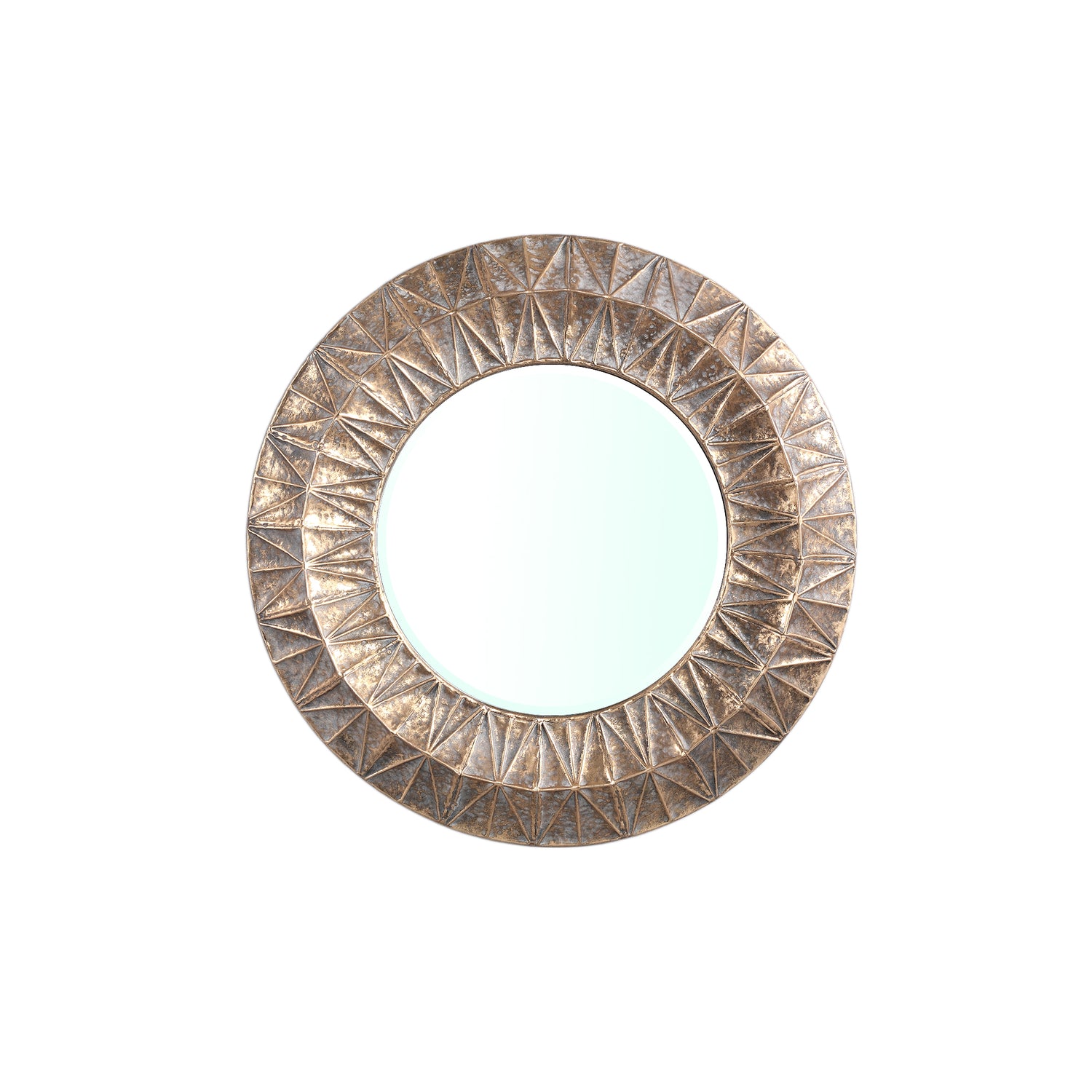 PTMD Lorrix Gold iron mirror with lines pattern round