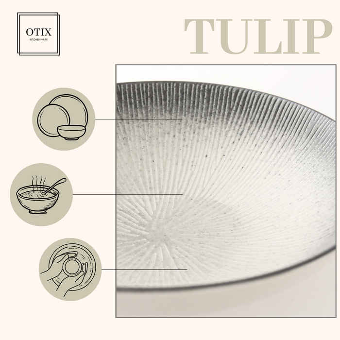 OTIX Diepe Soep Bordenset 6 Persoons Zwart Taupe 19cm Keramiek  TULIP