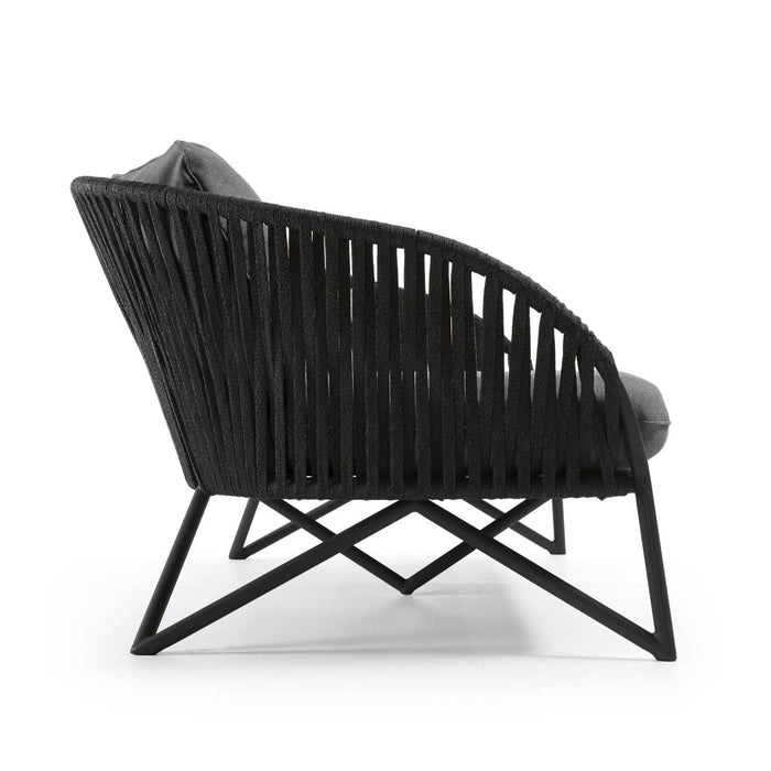 Kave Home - Branzie 3-zitsbank in zwart touw 180 cm