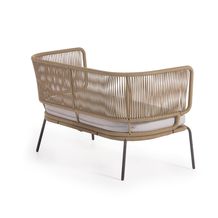 Kave Home - Nadin tweezitsbank in beige koord met gegalvaniseerde