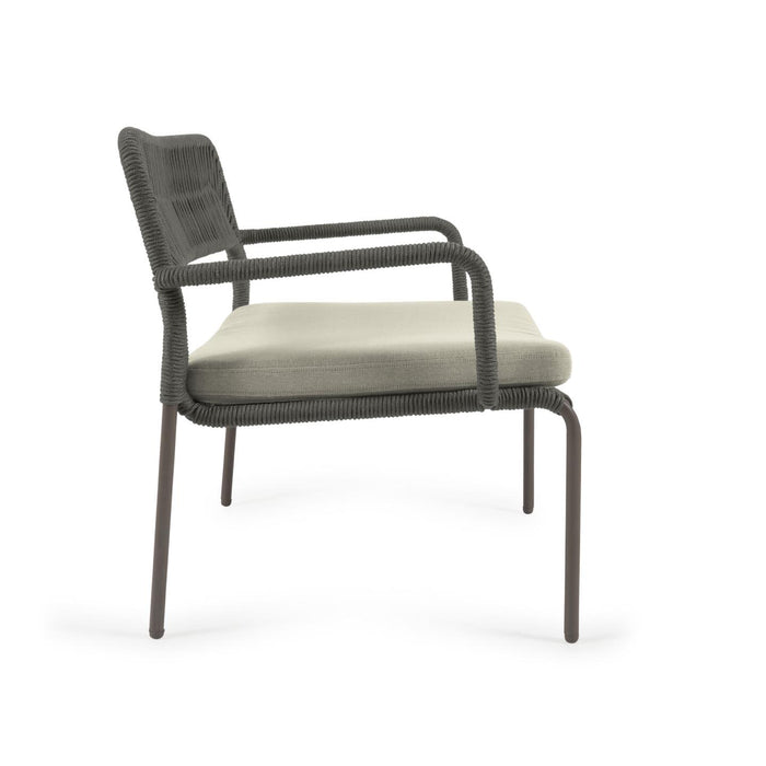 Kave Home - Cailin fauteuil in groen koord met gegalvaniseerde stalen