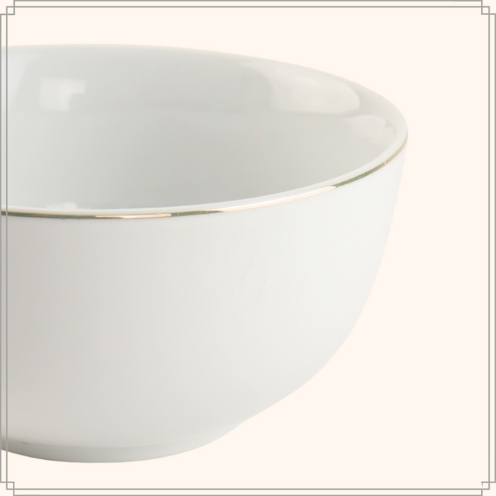 OTIX Soepkommen 6 stuks 500 ml Soeptassen Wit met Gouden rand Porse...