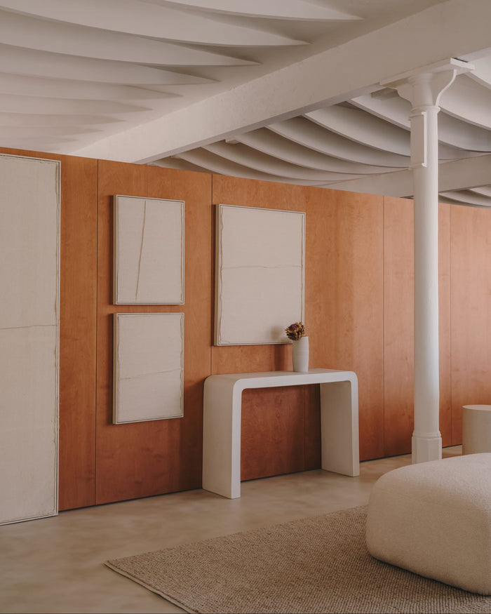 Kave Home - Wit Maha-schilderij met horizontale lijn 82 x 102 cm