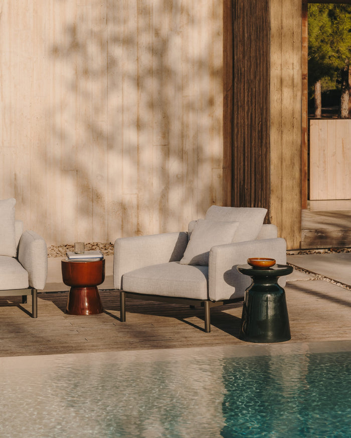 Kave Home - Sorells modulaire buitenfauteuil met beige bekleding en