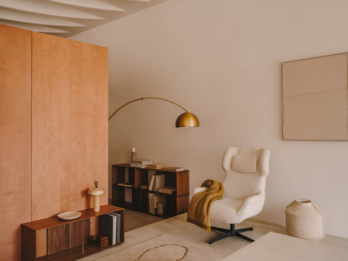 Kave Home - Wit Maha-schilderij met horizontale lijn 82 x 102 cm