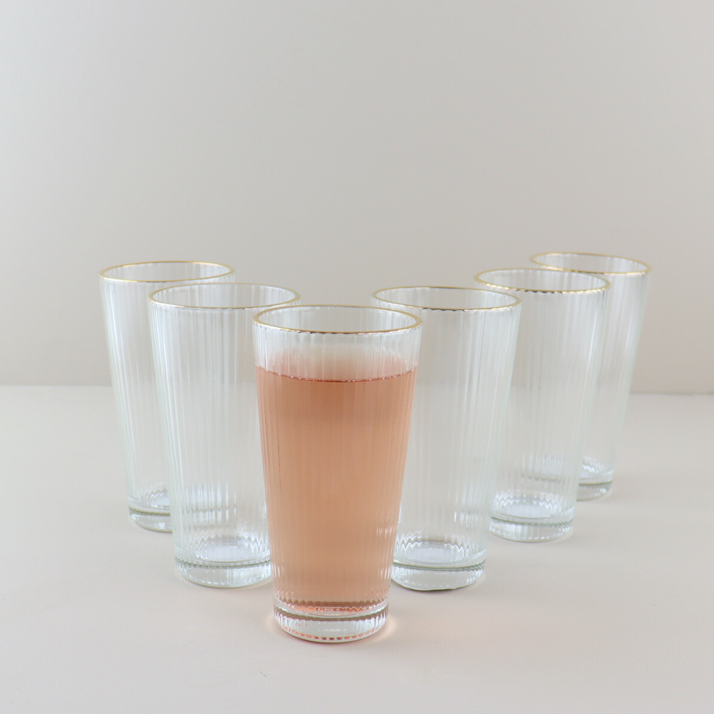 OTIX Waterglazen Longdrink Glazen Set van 6 Stapelbaar 400ml Met go...