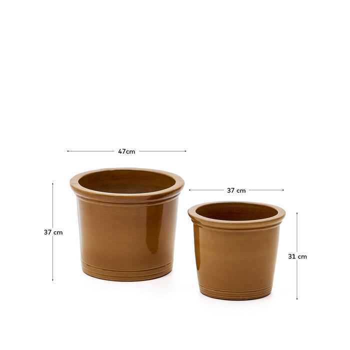 Kave Home - Set Presili van 2 keramiek bloempotten afgewerkt met