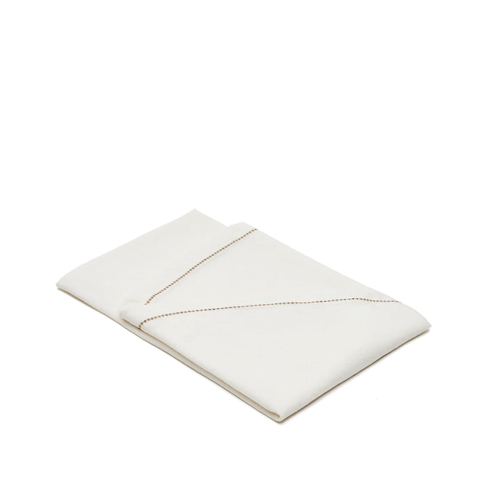 Kave Home - Rond wit Malu-tafelkleed van katoen en linnen met beige