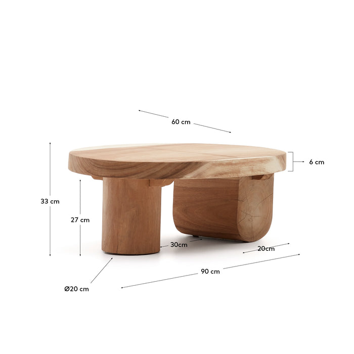 Kave Home - Mosi-salontafel van massief munggurhout, Ø 90 x 60 cm