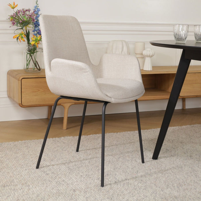 Nolon Nora-Eef Eetkamerstoel Beige - met Armleuning - Zwart