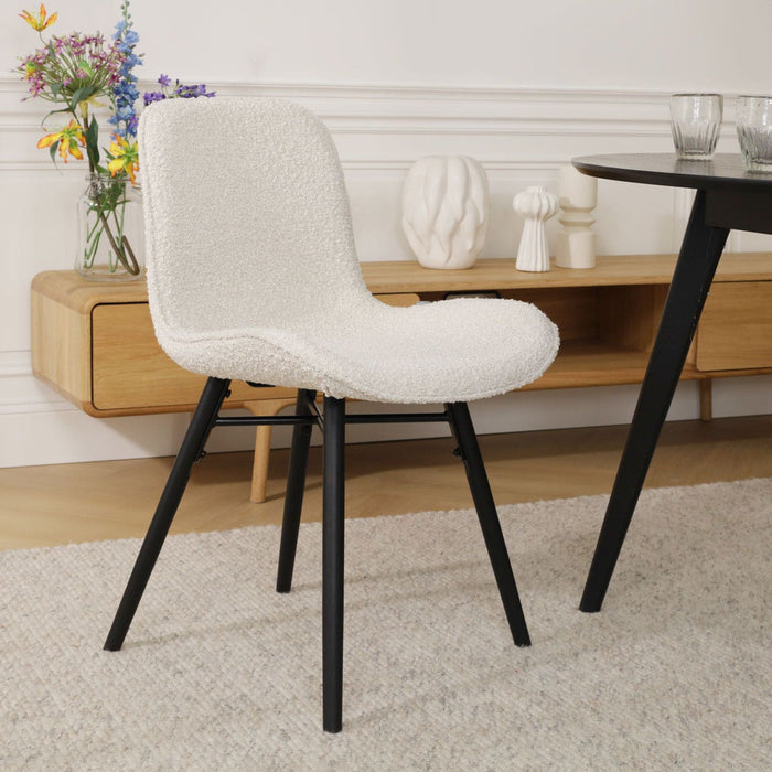 Nolon Nova-Fé Eetkamerstoel Bouclé Beige - Stof - Zwarte Poten