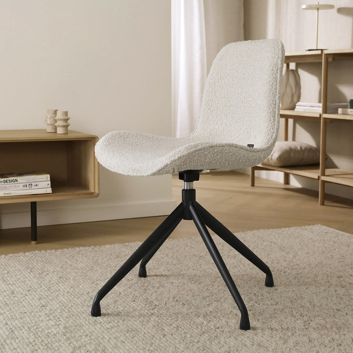 Nolon Nola-Fé Eetkamerstoel Bouclé Beige - Draaibaar Zwart Onderstel