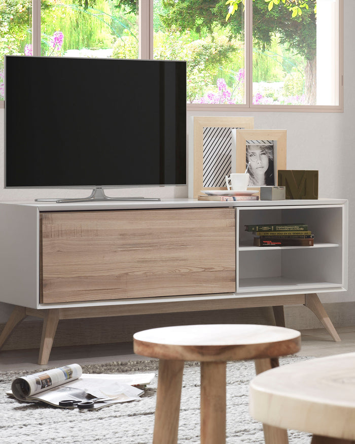 Kave Home - Wellcres massief regenboomhouten bijzettafeltje, Ø 65 cm