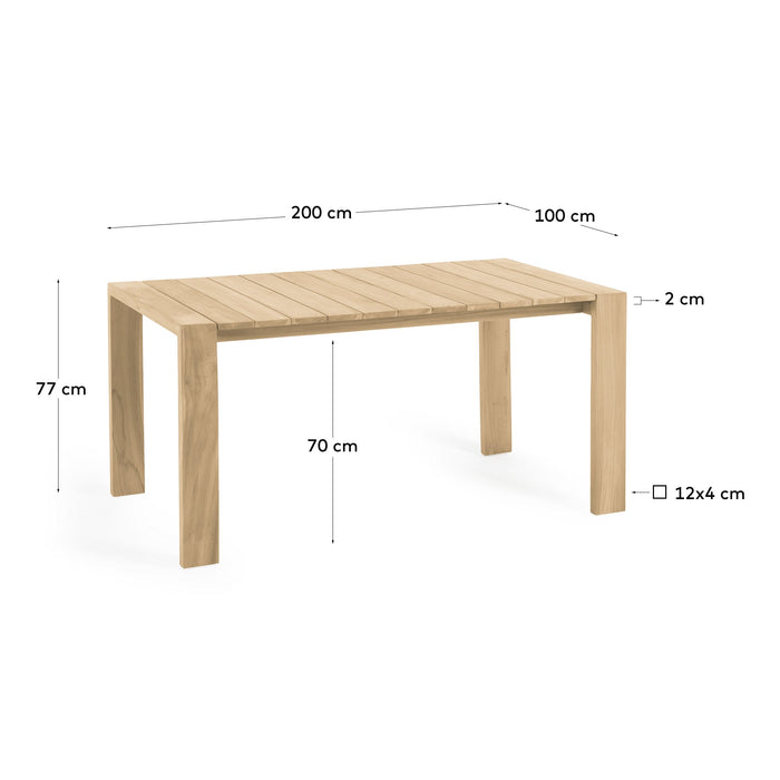 Kave Home - Victoire tuintafel in massief teakhout 200 x 100 cm