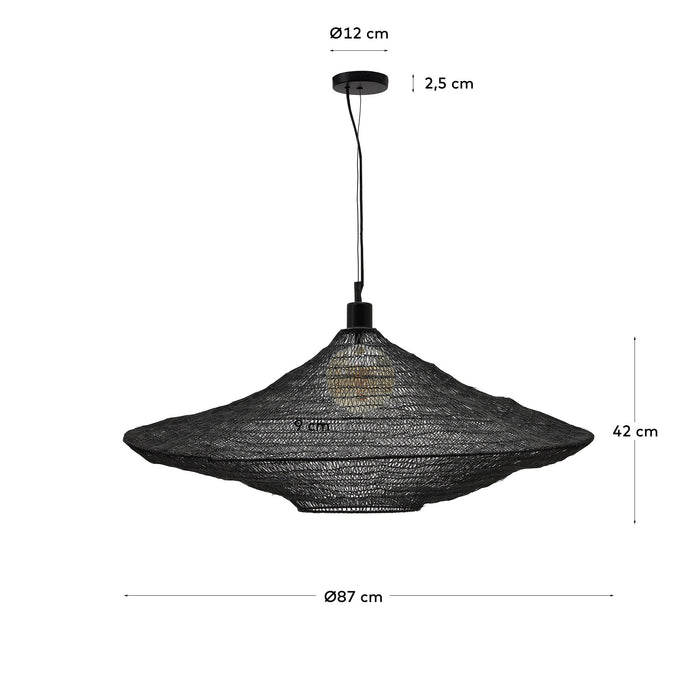 Kave Home - Makai-plafondlamp van metaal met zwarte afwerking Ø 87 cm