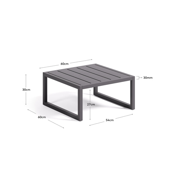 Kave Home - Comova bijzettafel voor buiten in zwart aluminium 60 x 60