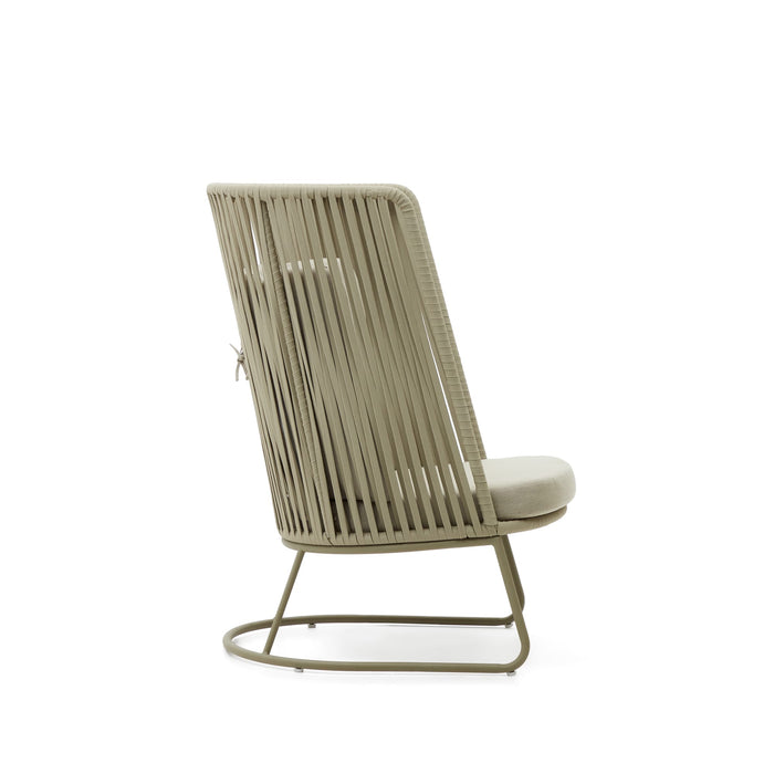 Kave Home - Outdoor fauteuil Saconca met hoge rugleuning in touw en