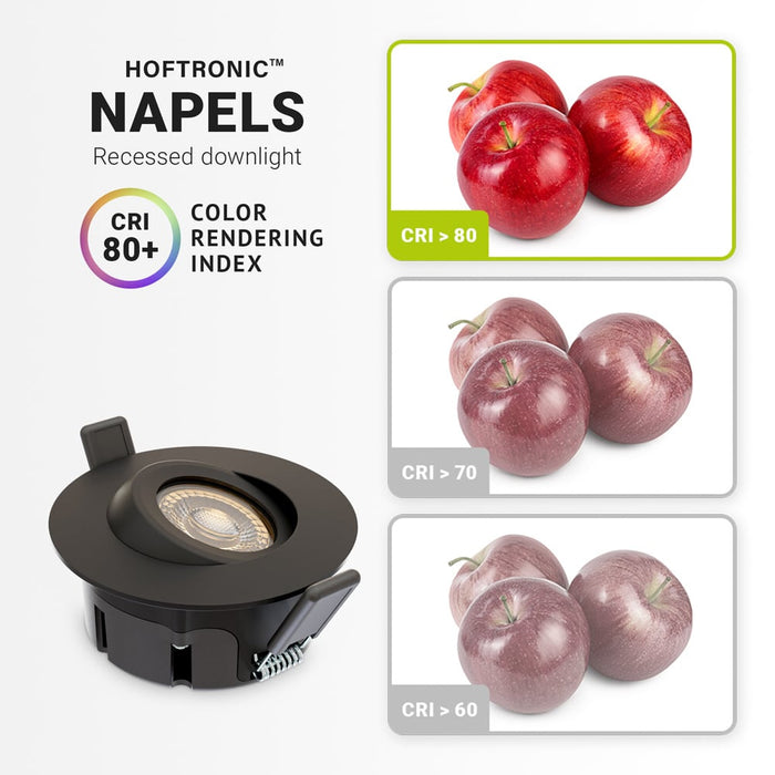 HOFTRONIC 3x Napels - LED Inbouwspots Badkamer IP65 Zwart