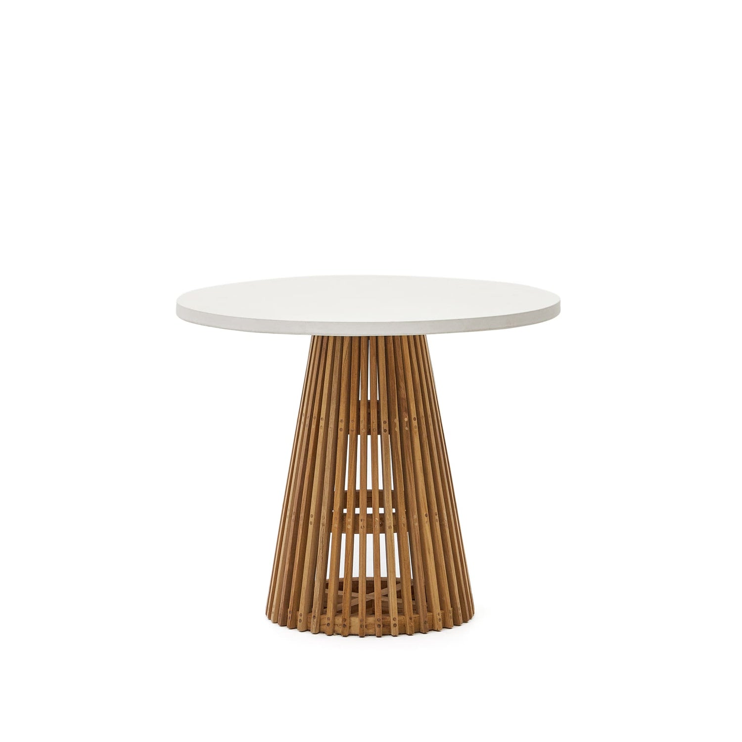 Kave Home - Ronde tuintafel Alcaufar van massief teakhout en wit