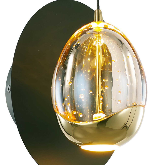 Highlight Wandlamp Golden Egg 1 Lichts Led  Amber - Zwart
