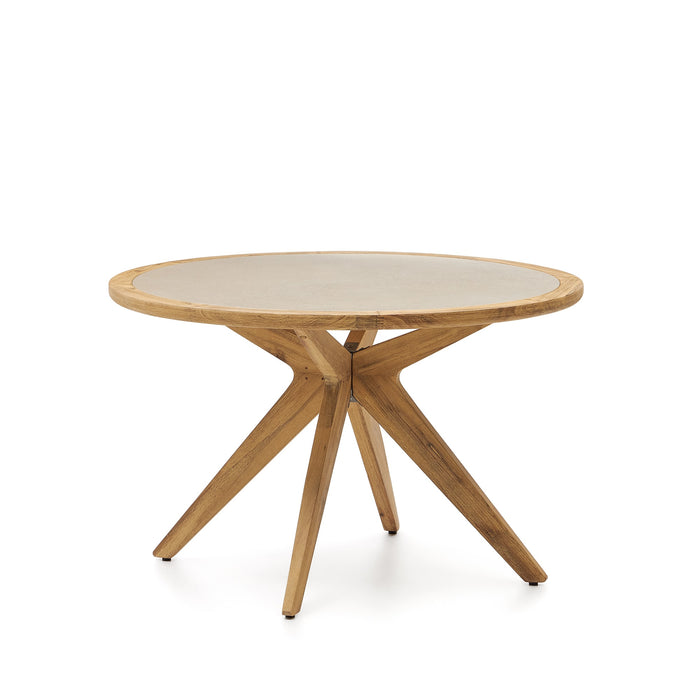 Kave Home - Julieta ronde tafel in beige polybeton en massief