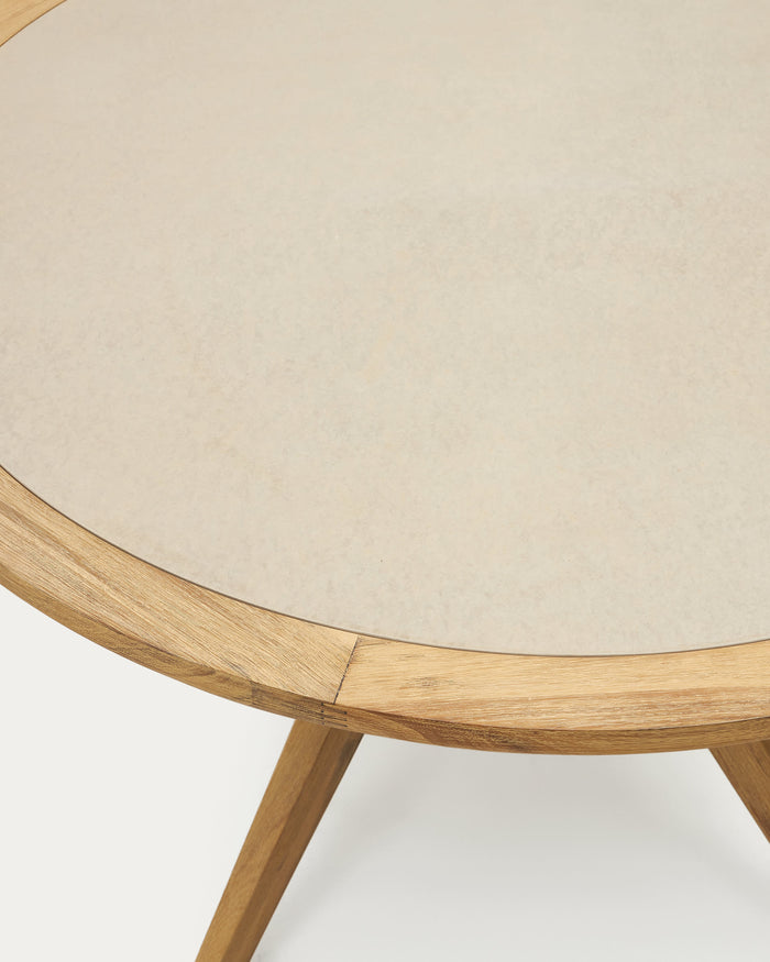 Kave Home - Julieta ronde tafel in beige polybeton en massief