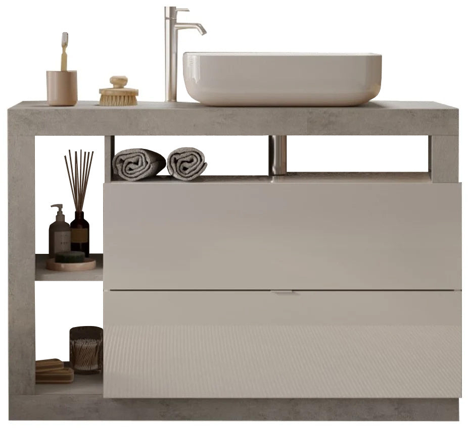Benvenuto Design Hamburg 110 cm Beton Staand Wastafel en Onderkast