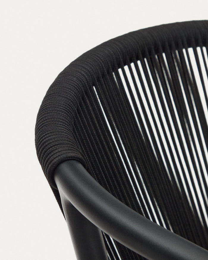 Kave Home - Xelida aluminium buitenstoel met zwart touw