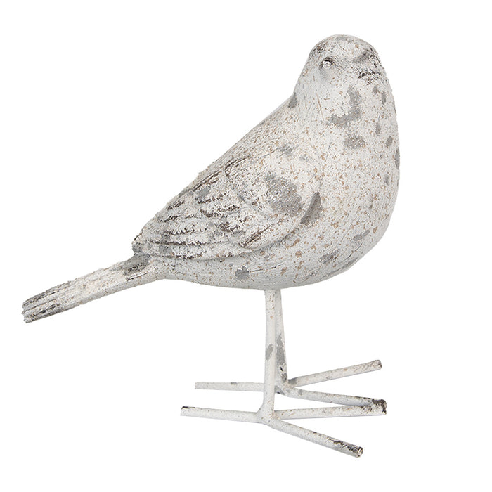 Clayre & Eef Beeld Vogel 14 cm Grijs Polyresin