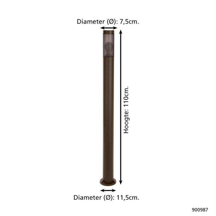 EGLO Helsinki Sokkellamp  - E27 - 110 cm - Bruin