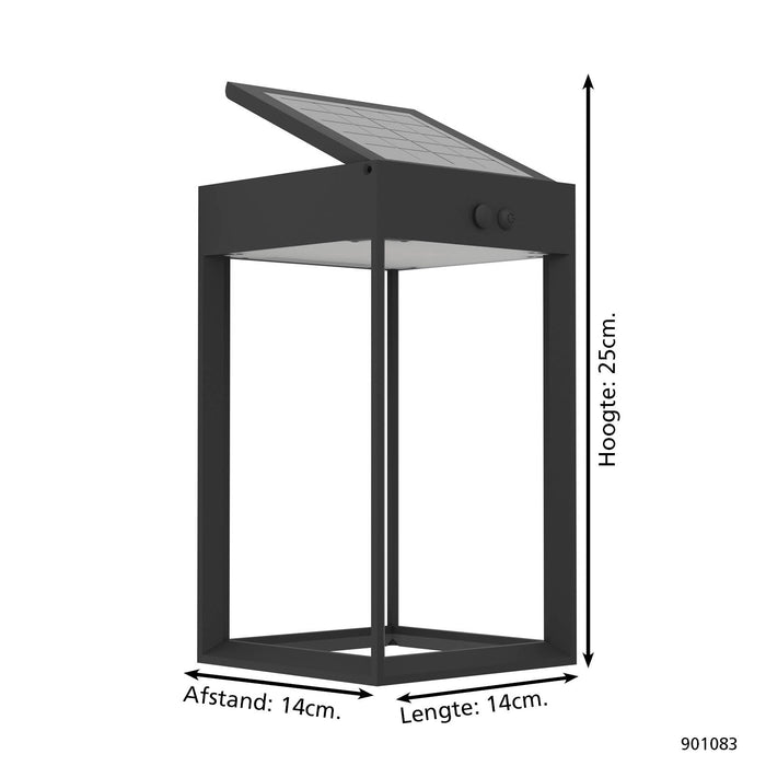 EGLO Suzzara Solar Wandlamp - LED - 25 cm - Zwart