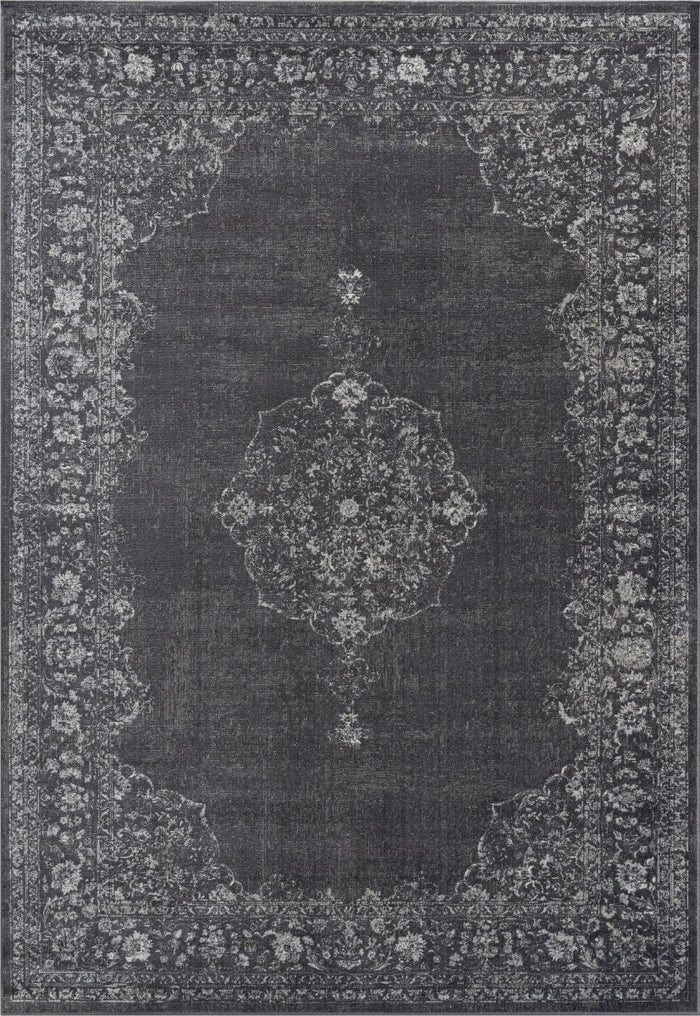 Vintage vloerkleed Ornament antraciet met franjes 195x300cm