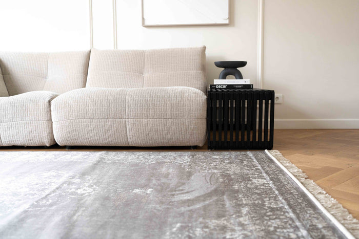 Vintage vloerkleed Ornament antraciet met franjes 195x300cm