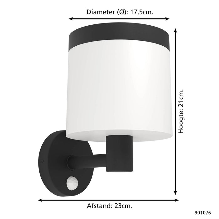 EGLO Pantete Solar Wandlamp - LED - 21 cm - Zwart|Wit