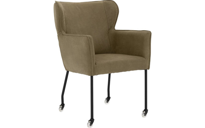 Goossens  Eetkamerstoel Leogang -  Leder met armleuning