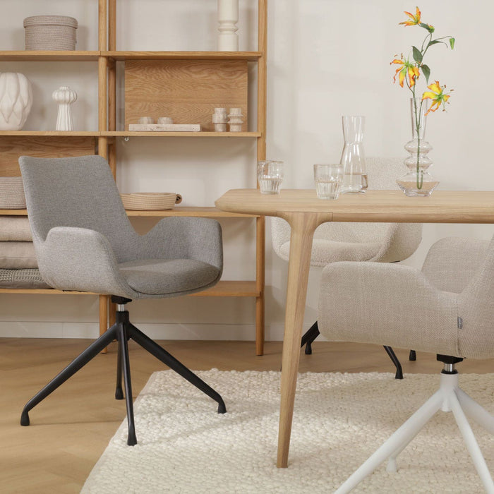 Nolon Nola-Eef Eetkamerstoel Warm Grijs - Draaibaar Zwart Onderstel