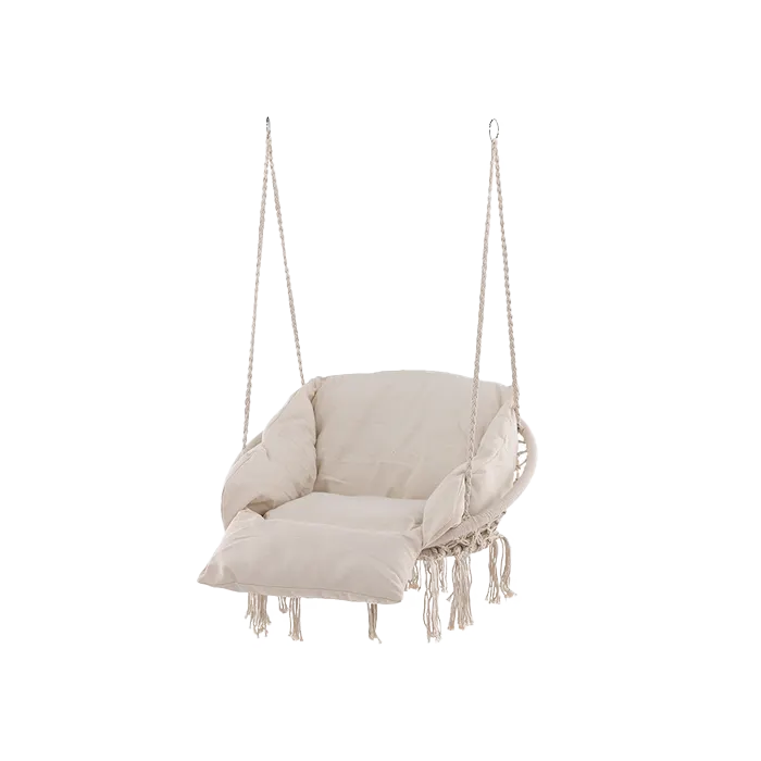 Nest outdoor Leah katoenen tuin hangstoel beige - met zitkussen