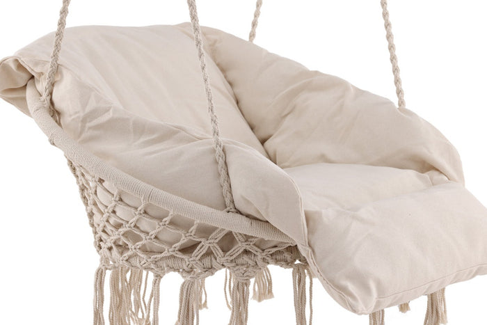 Nest outdoor Leah katoenen tuin hangstoel beige - met zitkussen