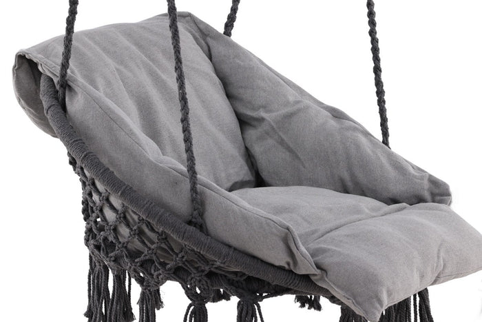 Nest outdoor Leah katoenen tuin hangstoel grijs - met zitkussen