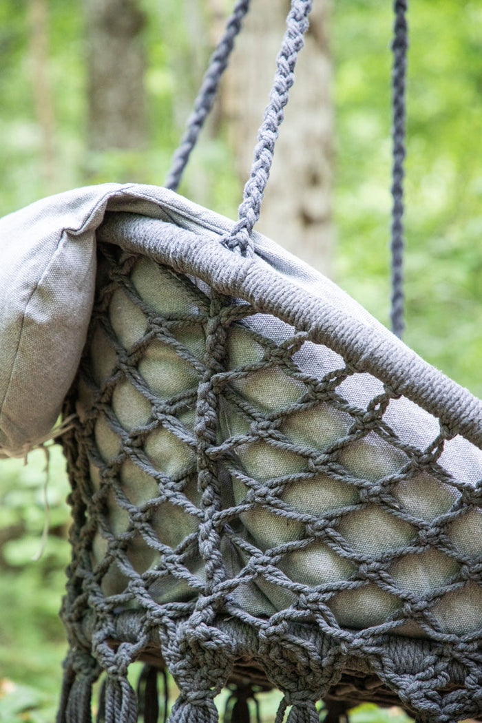Nest outdoor Leah katoenen tuin hangstoel grijs - met zitkussen