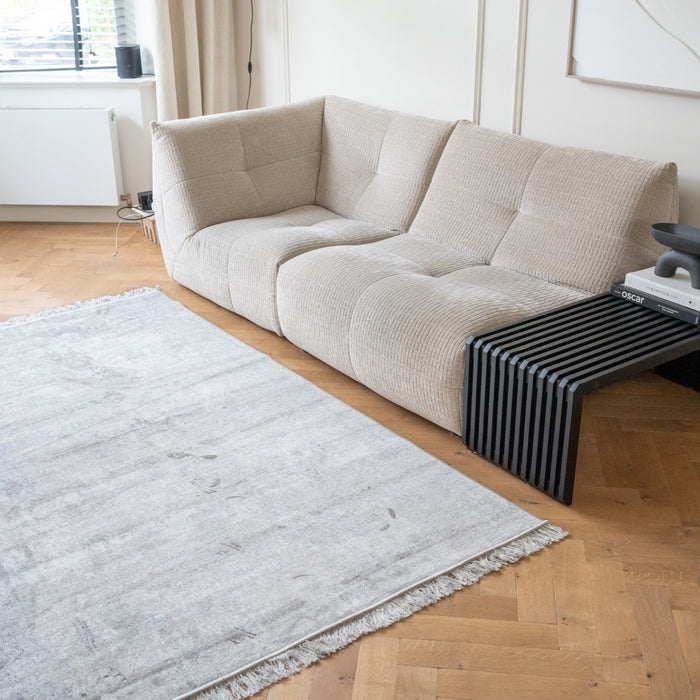 Vintage vloerkleed Smuk grijs met franjes 195x300cm