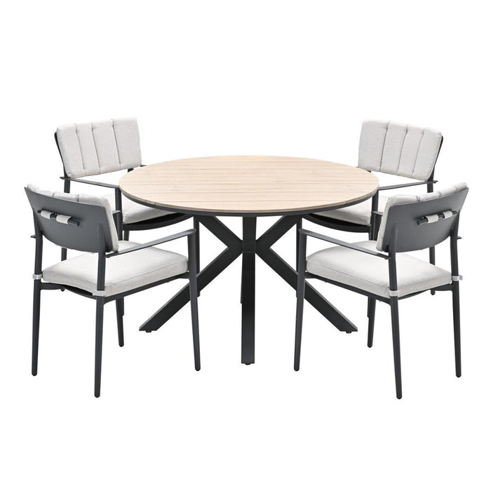 Dane tuinset 5-delig - Tulli tuintafel Ø122 cm