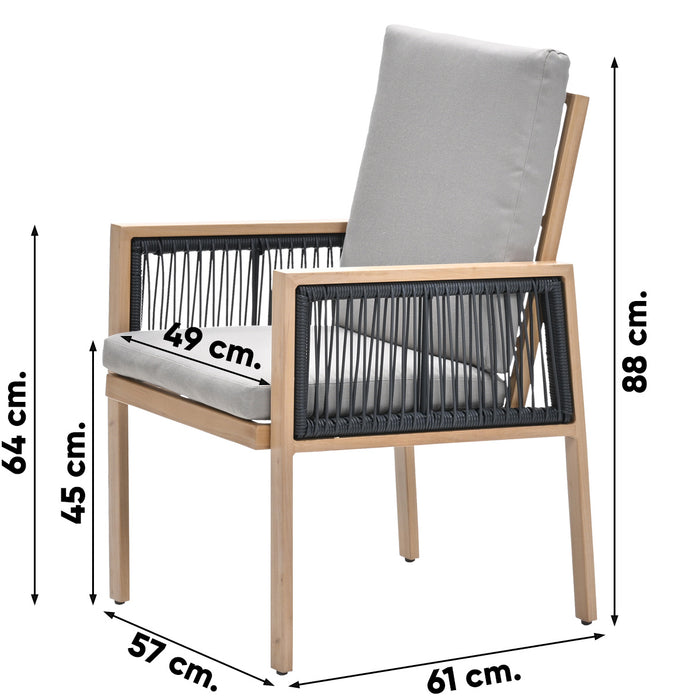 Decala tuinstoel - Aluminium houtlook - inlcusief kussens
