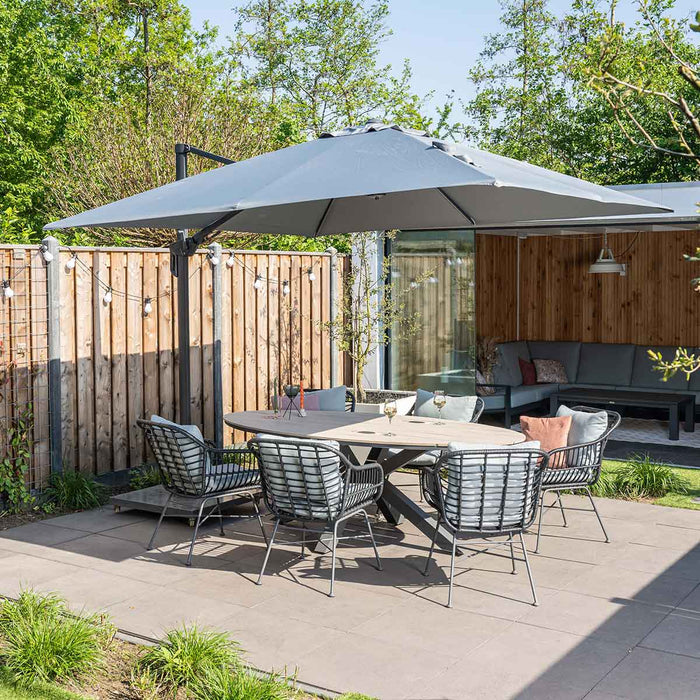 Garden Impressions Hawaii zweefparasol 300x300 c. black - licht grijs