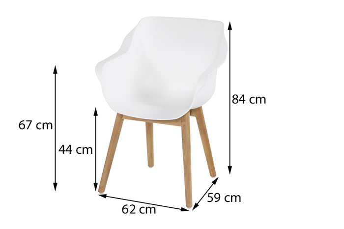 Hartman Sophie Studio dining armstoel - Wit - Teak poot